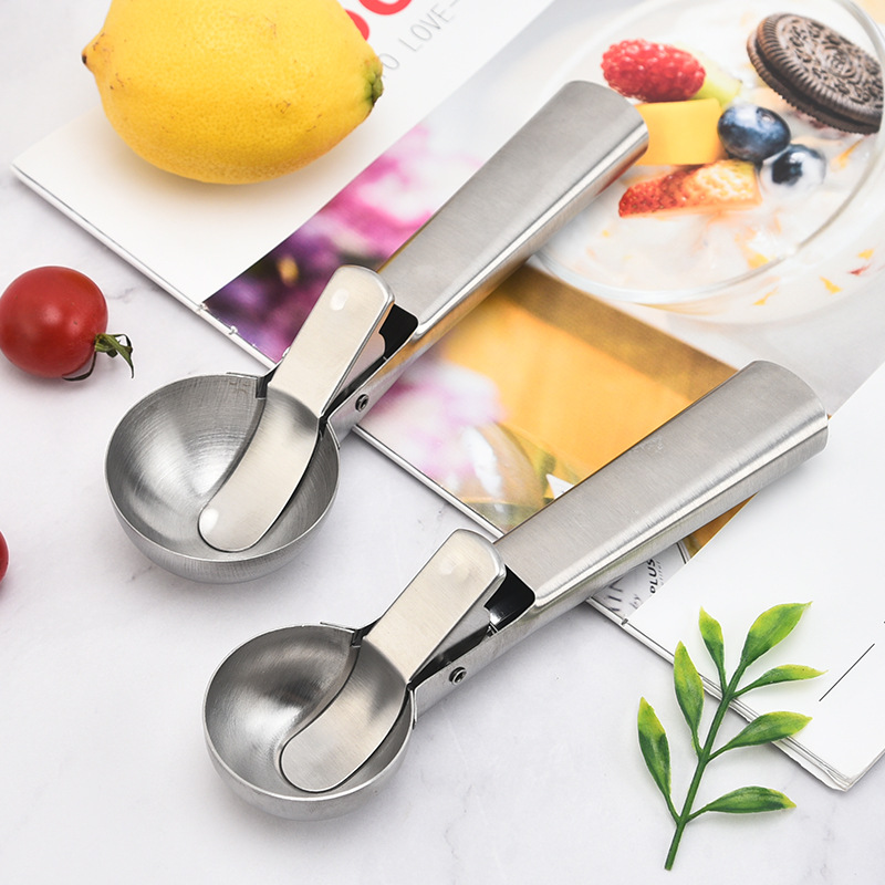 Stainless Steel Ice Cream Scoop with Trigger – Heavy-Duty Release Spoon for Hard Ice Cream