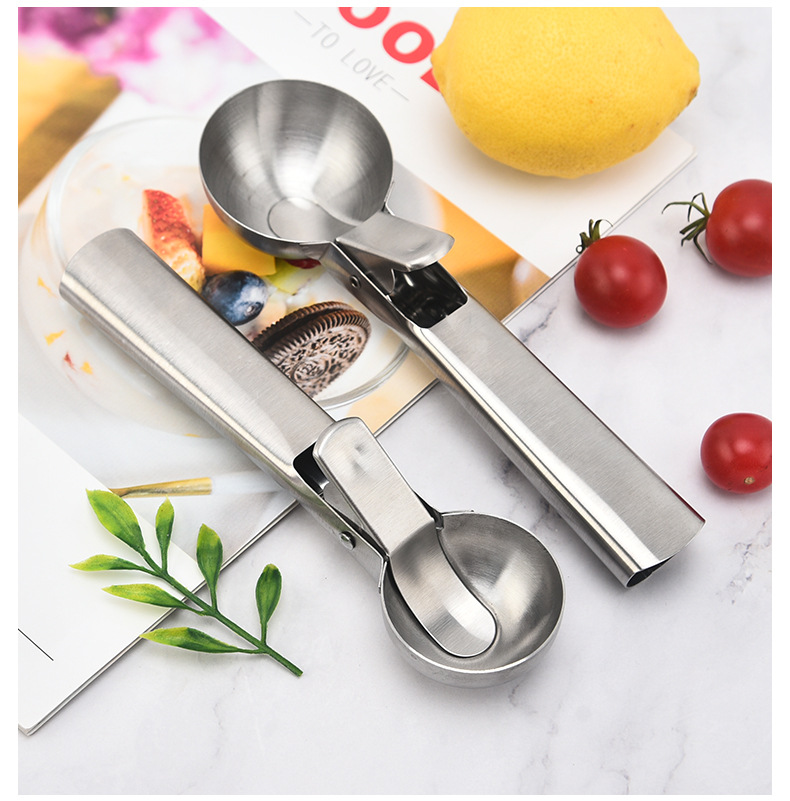 Stainless Steel Ice Cream Scoop with Trigger – Heavy-Duty Release Spoon for Hard Ice Cream