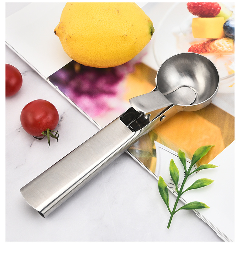 Stainless Steel Ice Cream Scoop with Trigger – Heavy-Duty Release Spoon for Hard Ice Cream