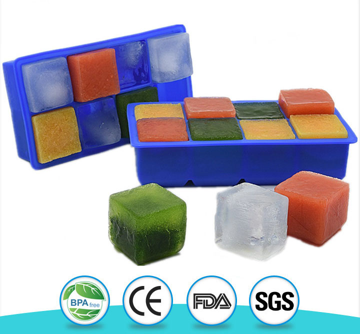 Large Silicone Ice Cube Tray - 6 Grid Whiskey Ice Mold for Home and Bar Use