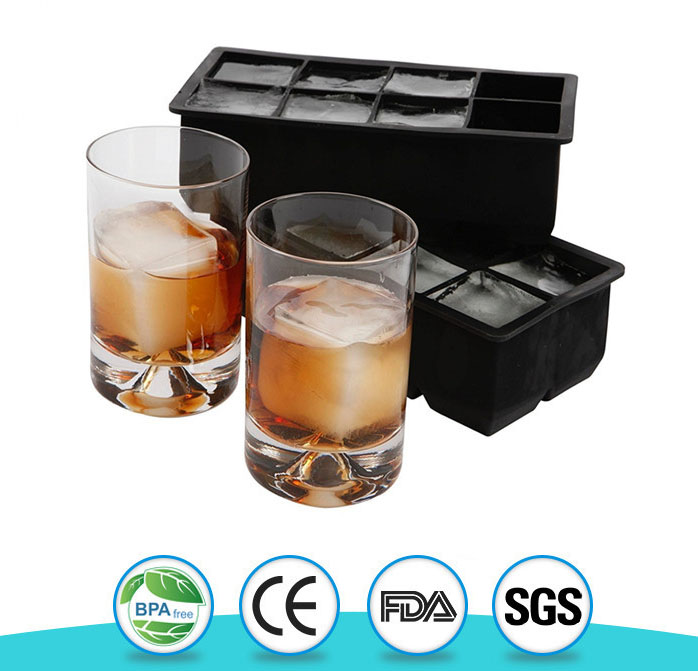 Large Silicone Ice Cube Tray - 6 Grid Whiskey Ice Mold for Home and Bar Use