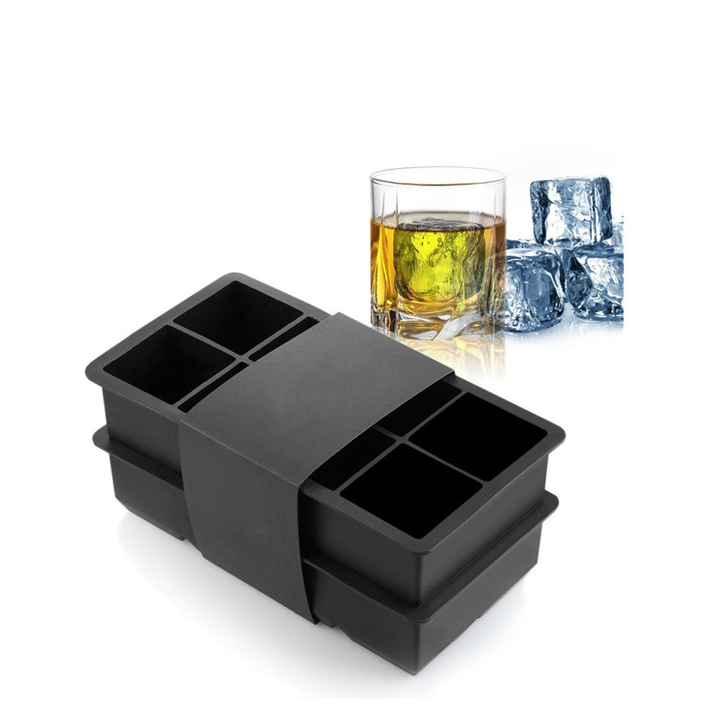 Large Silicone Ice Cube Tray - 6 Grid Whiskey Ice Mold for Home and Bar Use
