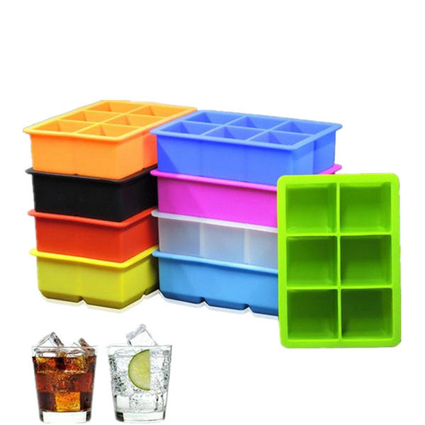 Large Silicone Ice Cube Tray - 6 Grid Whiskey Ice Mold for Home and Bar Use