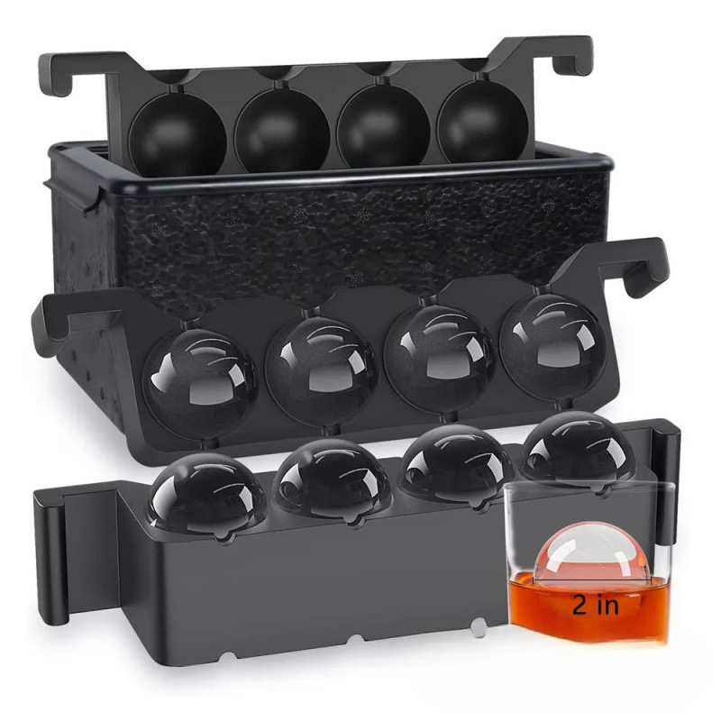 2-Inch Sphere Ice Ball Maker Mold with Insulated Base for Whiskey & Cocktails