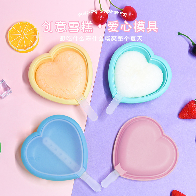 Heart-Shaped Silicone Popsicle Mold – Reusable Ice Cream Maker for Kids and DIY Treats