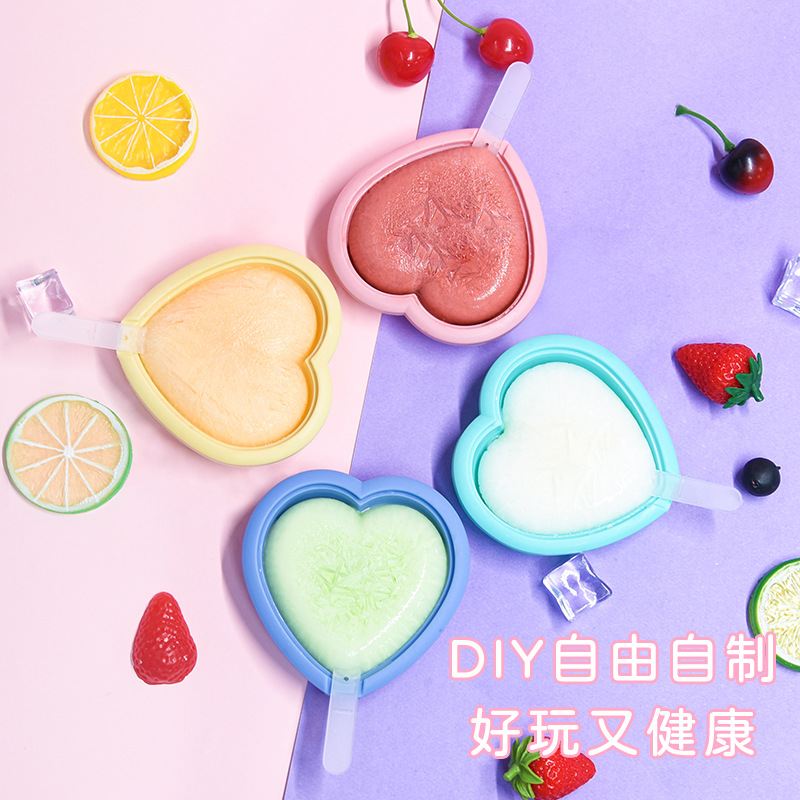 Heart-Shaped Silicone Popsicle Mold – Reusable Ice Cream Maker for Kids and DIY Treats