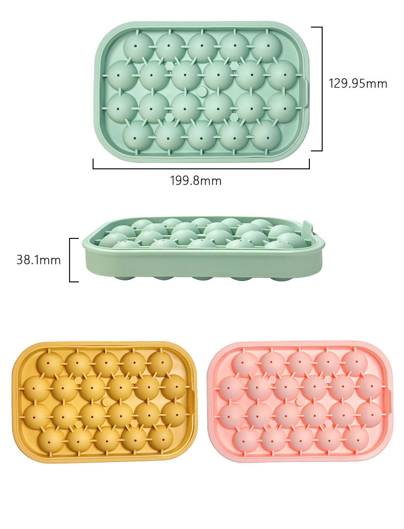 Silicone Round Ice Cube Tray – 24 Sphere Mold, BPA-Free, Stackable, Easy Release