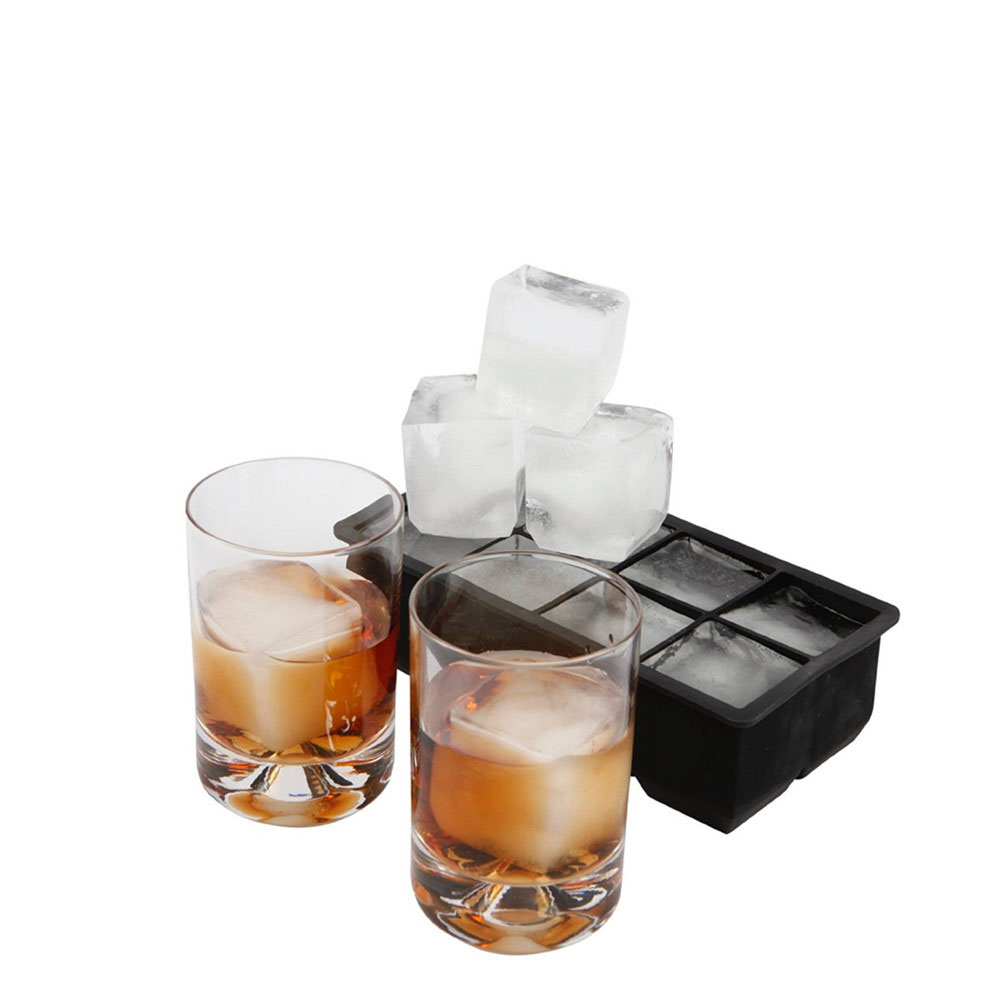 Large Silicone Ice Cube Tray - 6 Grid Whiskey Ice Mold for Home and Bar Use