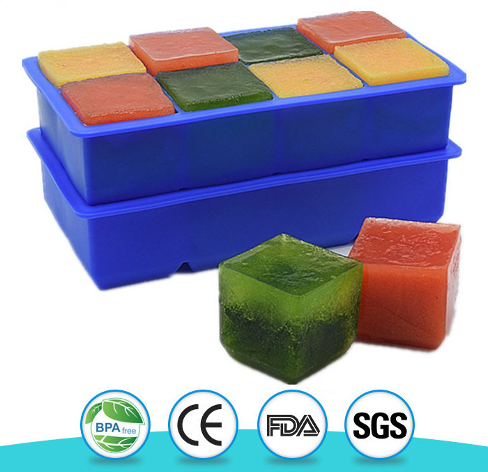 Large Silicone Ice Cube Tray - 6 Grid Whiskey Ice Mold for Home and Bar Use