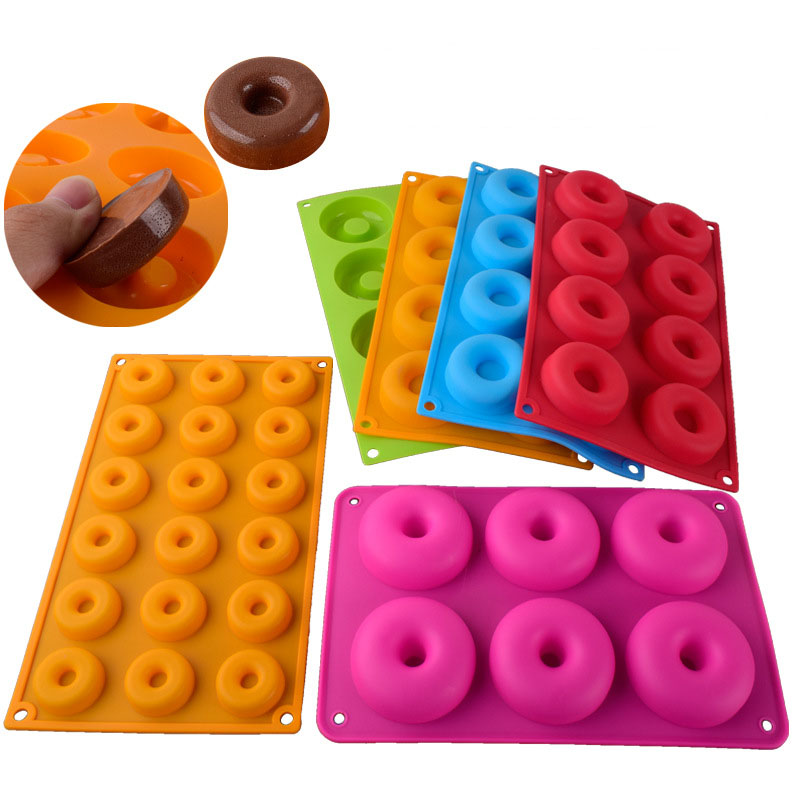 Colorful Silicone Donut Molds – Non-Stick, Flexible, 6/12/15 Cavity Baking Tray Set