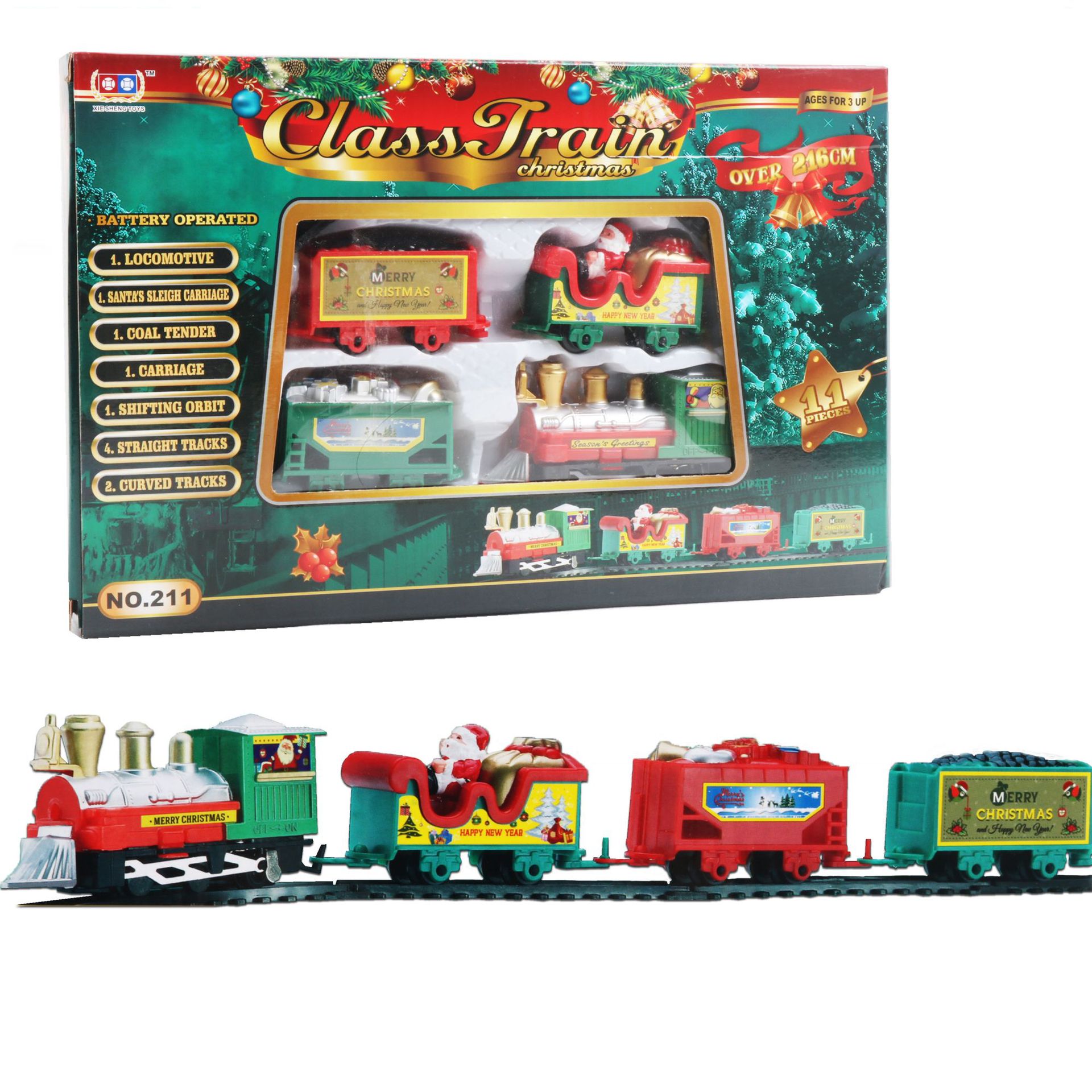 Christmas Electric Train Set with Santa – Battery Operated Toy Train with Tracks – Holiday Decoration & Kids Gift