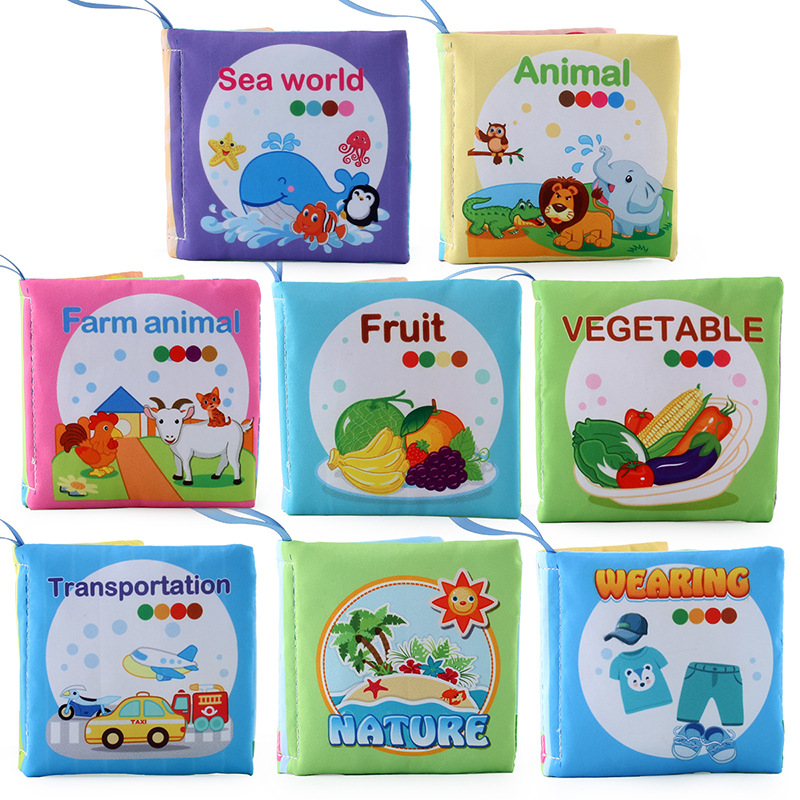Soft Cloth Book for Babies – Washable Fabric Learning Books Set with Animals, Fruits, Vegetables & Sea World Themes