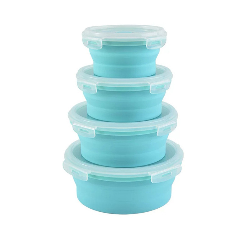 Collapsible Silicone Food Storage Container Set – 4 Pack BPA-Free, Microwave Safe Lunch Boxes