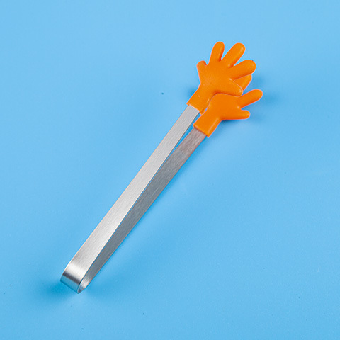 Mini Stainless Steel Sugar Tongs – Cute Cartoon Silicone Grips (Heart, Gloves, Hands)