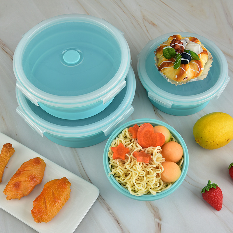 Collapsible Silicone Food Storage Container Set – 4 Pack BPA-Free, Microwave Safe Lunch Boxes