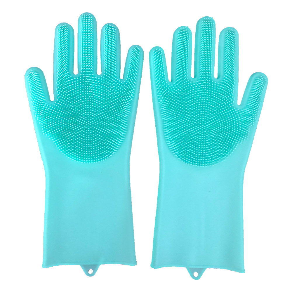 Reusable Silicone Dishwashing Gloves with Scrubbing Bristles – Heat Resistant Cleaning Gloves for Kitchen & Pet Bath