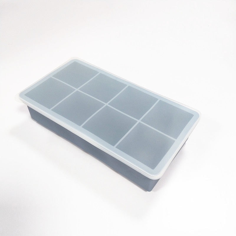 Large Silicone Ice Cube Tray – 8-Cavity Big Square Ice Molds for Whiskey, Cocktails & Freezer Use