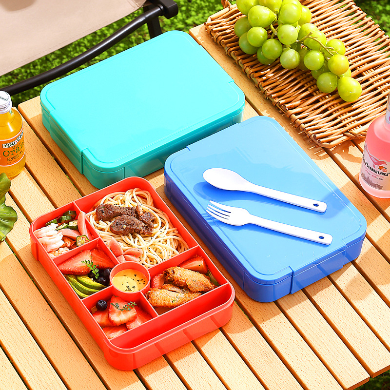 Leakproof Bento Lunch Box for Kids – 6-Compartment Food Container with Lid, BPA-Free, Portable Design