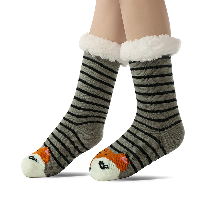 Christmas Fleece Lined Slipper Socks with Anti-Slip Grip