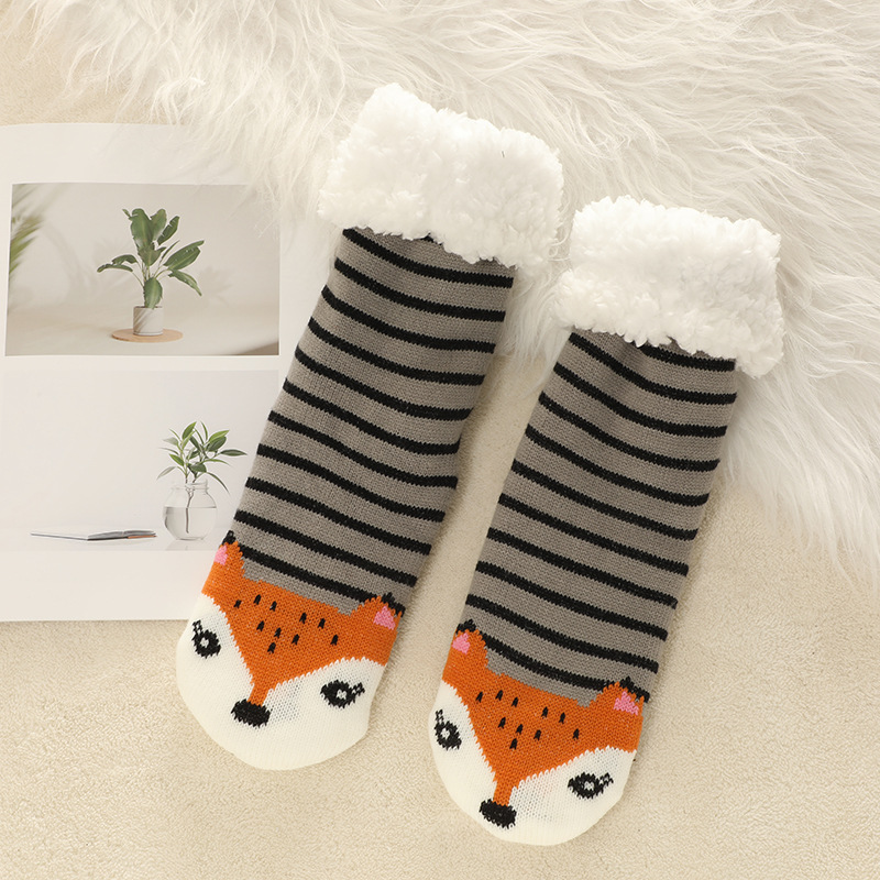 Christmas Fleece Lined Slipper Socks with Anti-Slip Grip