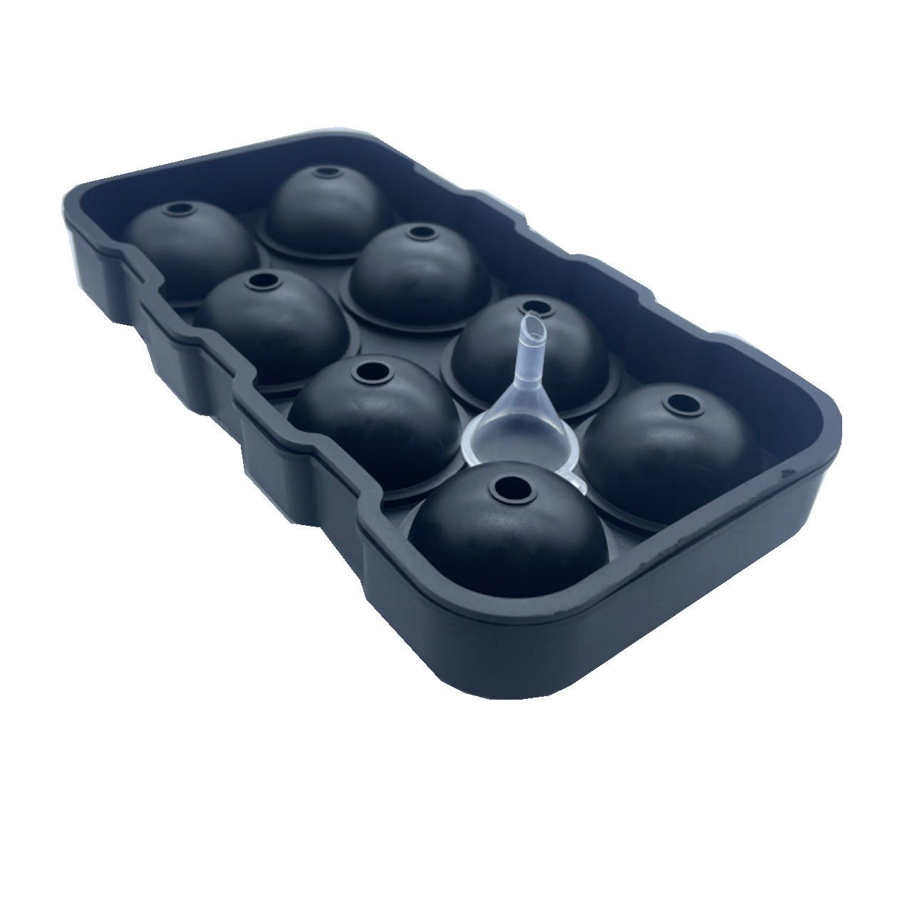 Silicone Ice Ball Mold Tray with Funnel – 6-Cavity Round Sphere Maker for Whiskey, Cocktails & Drinks
