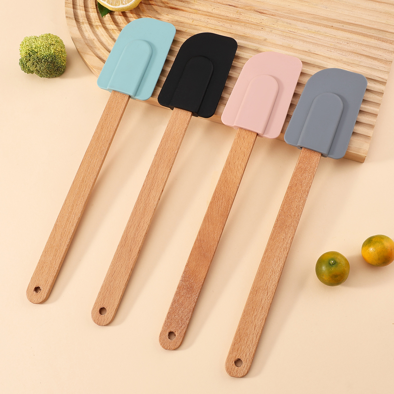 Silicone Spatula with Wooden Handle – Heat-Resistant Non-Stick Kitchen Scraper