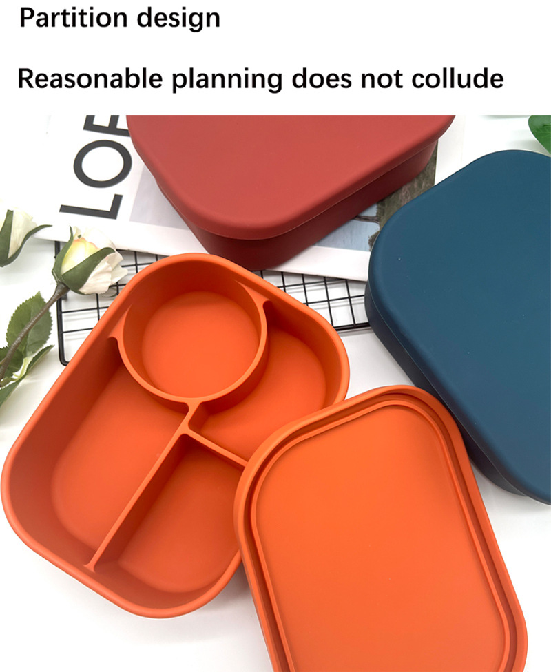 Multi-Compartment Silicone Bento Lunch Box with Leak-Proof Lid – Microwave & Dishwasher Safe