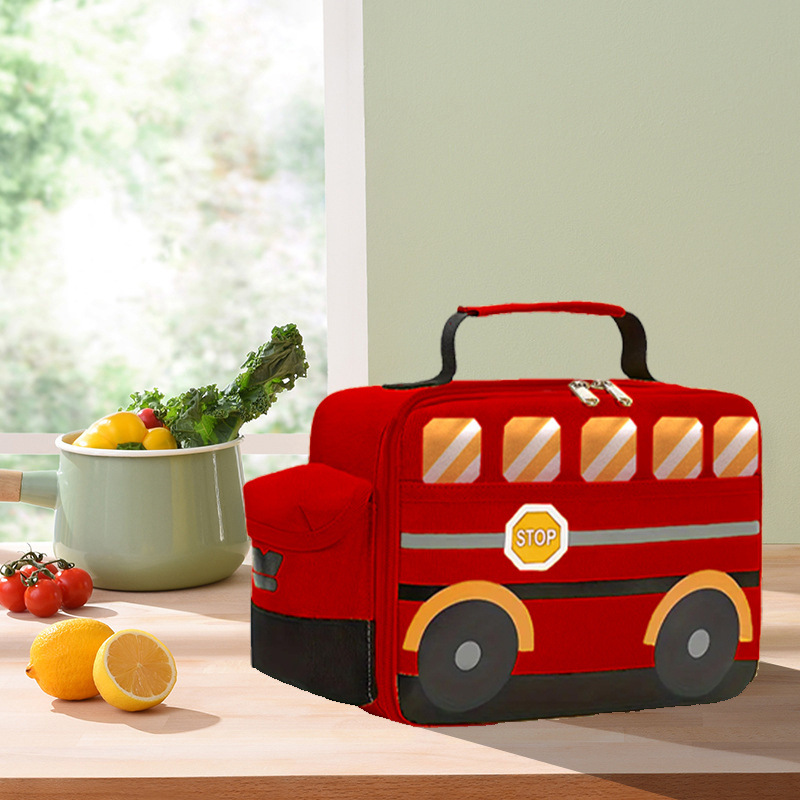 Kids Insulated Lunch Bag – Cartoon Bus Design Cooler Tote for School & Snacks