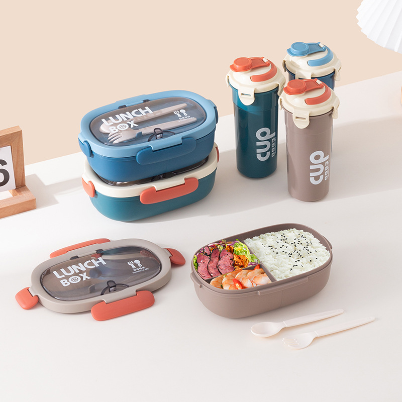 Kids Bento Box & Water Bottle Set – Cartoon Lunch Container with Spoon and Leakproof Cup