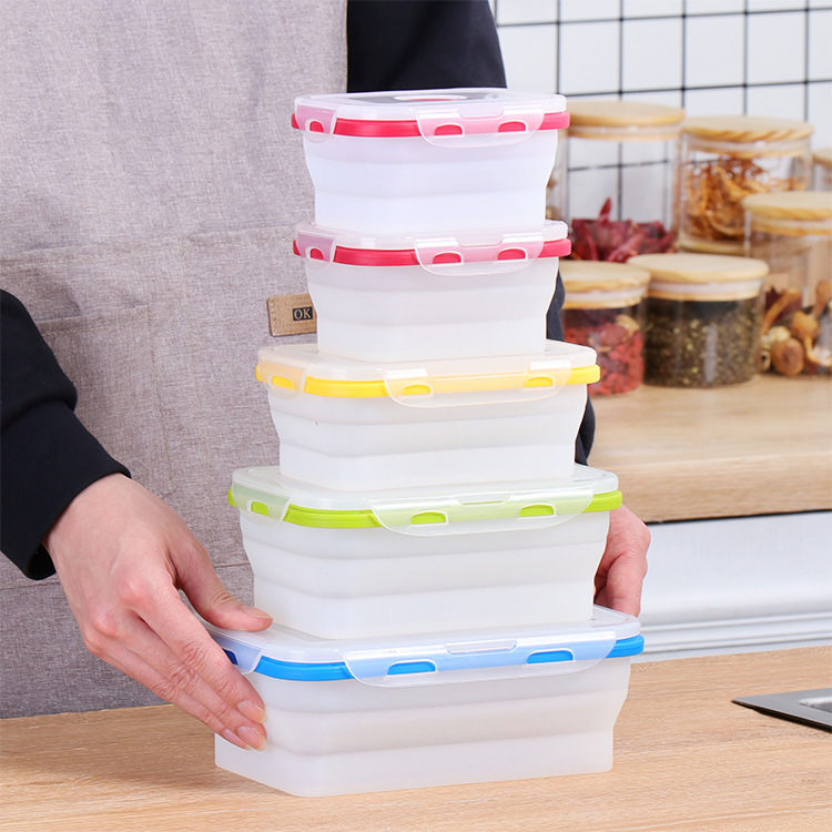Collapsible Silicone Food Storage Container with Airtight Lid – Leak-Proof Lunch Box