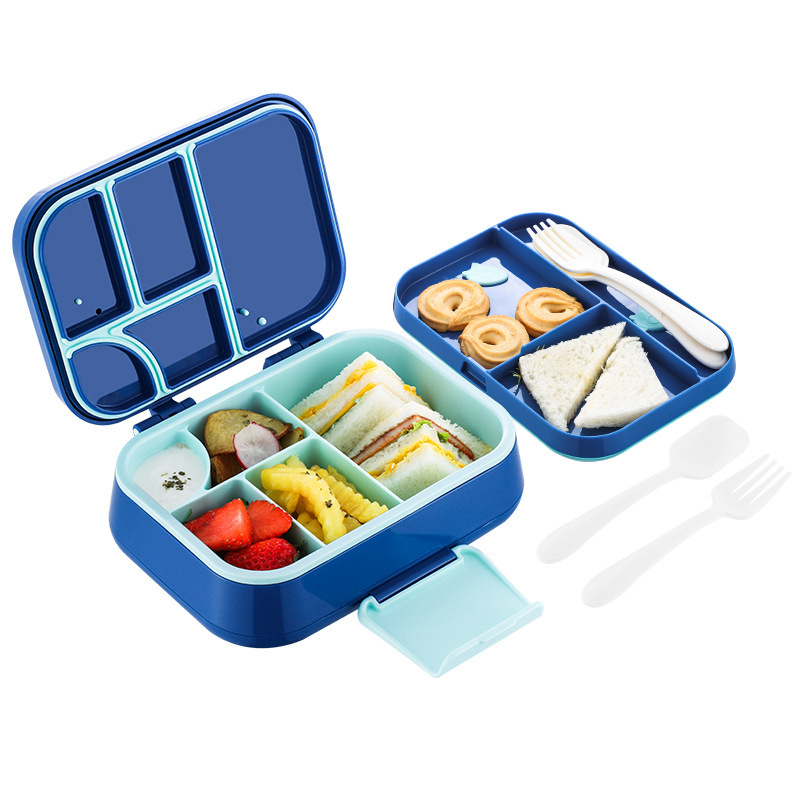 Kids Bento Lunch Box with Compartments – Leakproof Meal Container with Utensils and Drawer
