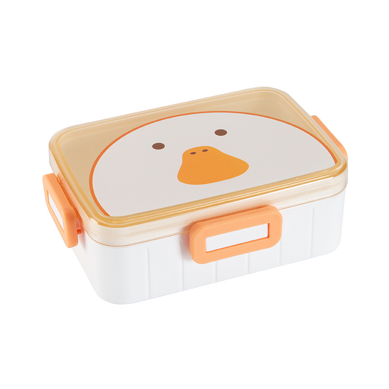 Kids Cartoon Lunch Box – 3-Compartment BPA-Free Bento Box with Spoon & Fork