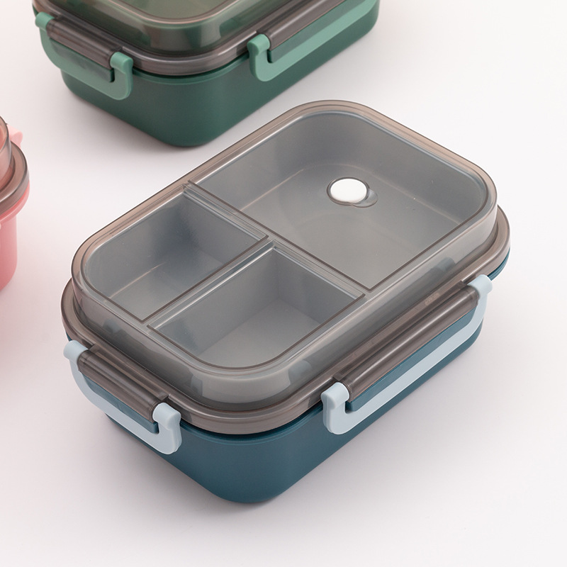 3-Compartment Bento Lunch Box with Lid & Utensils – Leakproof Food Storage Container