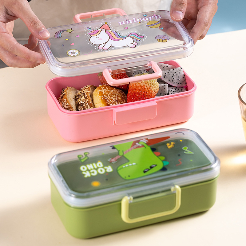 Kids Bento Box & Water Bottle Set – Cartoon Lunch Container with Spoon and Leakproof Cup