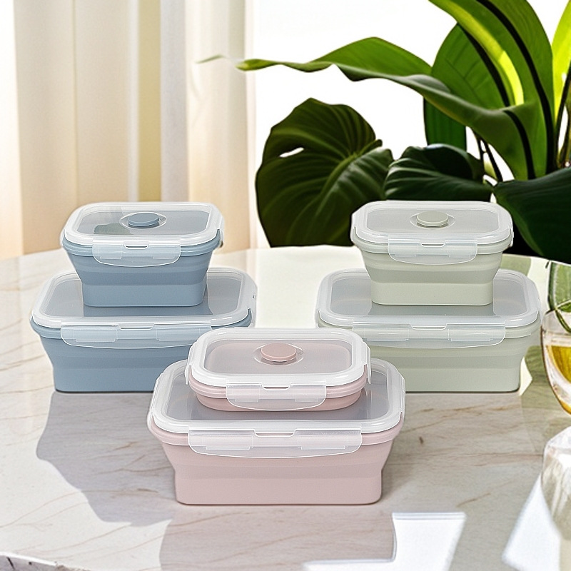 4-Pack Collapsible Silicone Food Containers – Leakproof BPA-Free Meal Prep Lunch Box Set