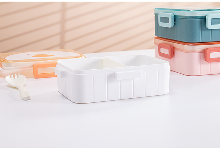 Kids Cartoon Lunch Box – 3-Compartment BPA-Free Bento Box with Spoon & Fork