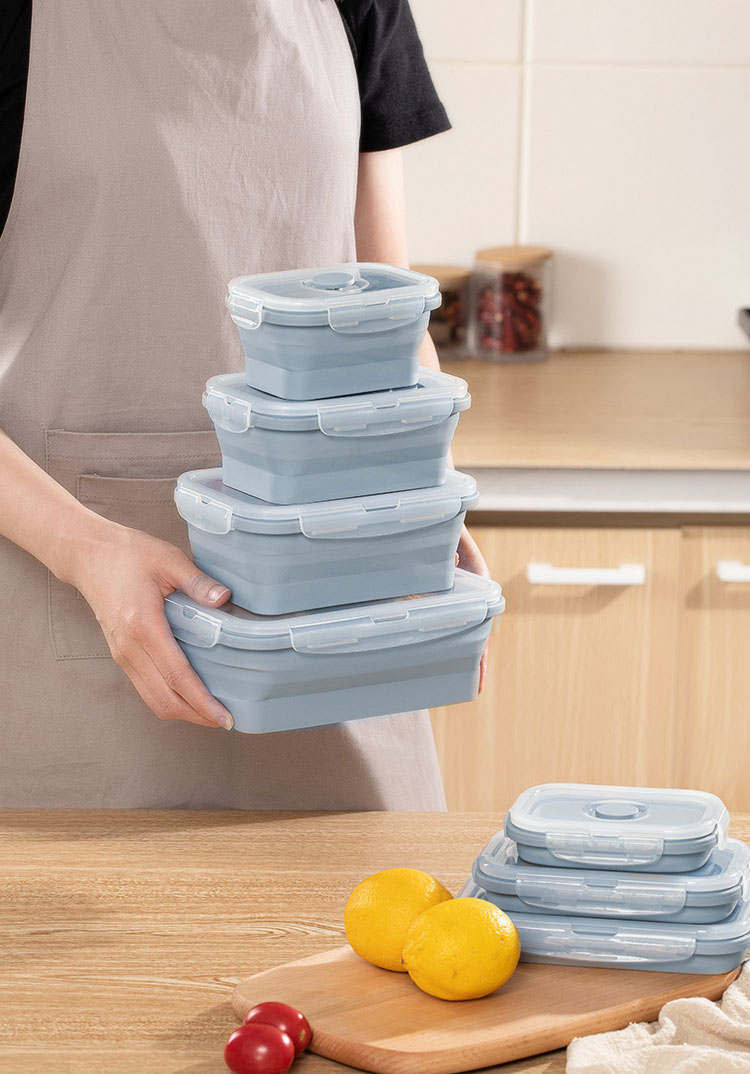 4-Pack Collapsible Silicone Food Containers – Leakproof BPA-Free Meal Prep Lunch Box Set