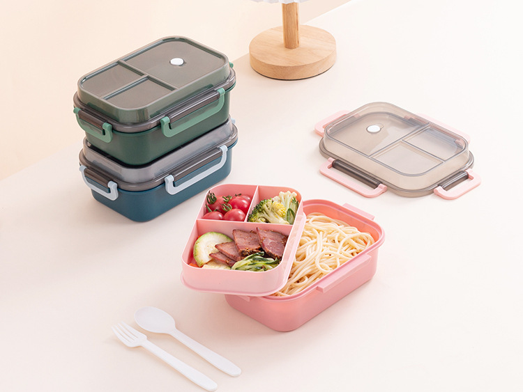 3-Compartment Leakproof Lunch Box – BPA-Free Bento Box with Utensils for Kids & Adults