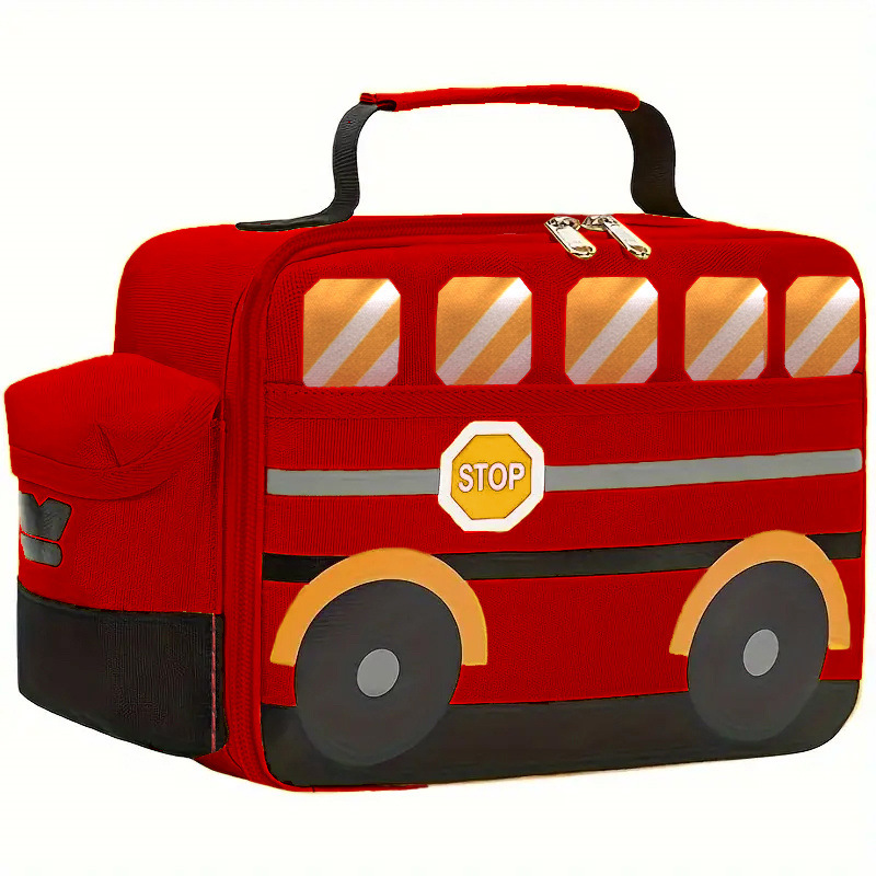 Kids Insulated Lunch Bag – Cartoon Bus Design Cooler Tote for School & Snacks
