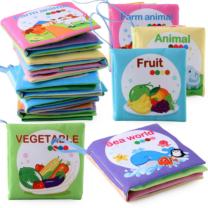 Soft Cloth Book for Babies – Washable Fabric Learning Books Set with Animals, Fruits, Vegetables & Sea World Themes