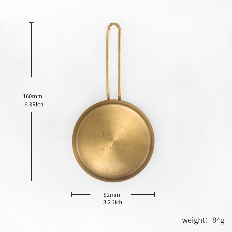 4-Piece Gold Stainless Steel Measuring Cups Set – 1/4 to 1 Cup Baking Measurement Tools