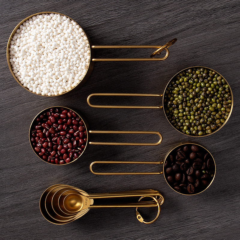 4-Piece Gold Stainless Steel Measuring Cups Set – 1/4 to 1 Cup Baking Measurement Tools