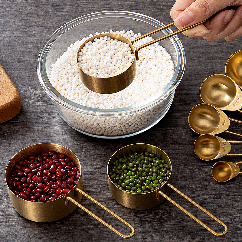 4-Piece Gold Stainless Steel Measuring Cups Set – 1/4 to 1 Cup Baking Measurement Tools