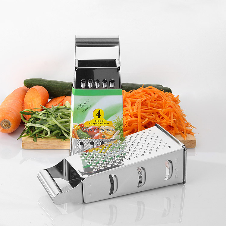 4-Sided Stainless Steel Box Grater – Multipurpose Manual Vegetable & Cheese Shredder