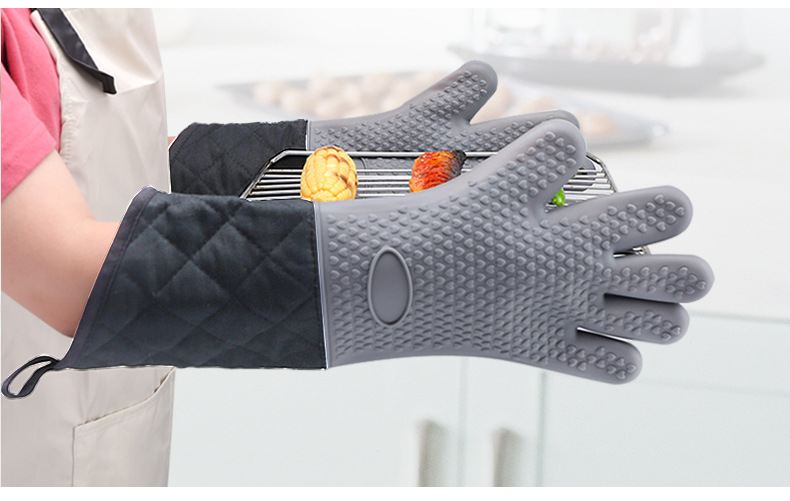 Extra Long Silicone Oven Mitts – Heat Resistant Kitchen Gloves with Non-Slip Grip