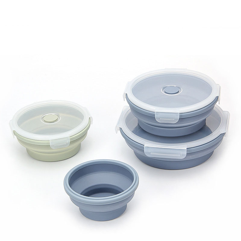 Collapsible Silicone Food Bowl Set – 3-Pack Round Airtight Lunch Containers with Vent Lids