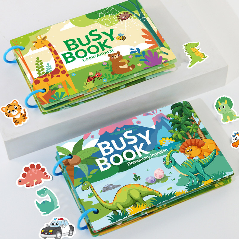 Busy Book for Toddlers – Montessori Learning Binder with Alphabet, Math, Animal & Cognitive Activities (4 Themes)