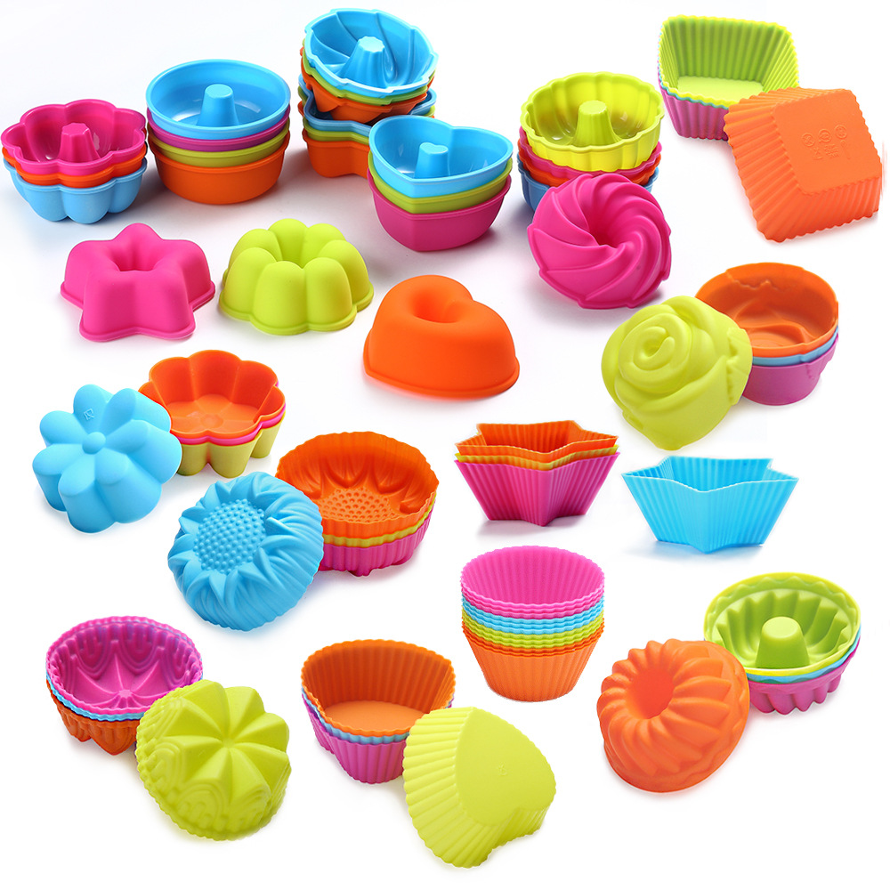 Assorted Silicone Cupcake Molds – Reusable Colorful Baking Cups in Fun Shapes