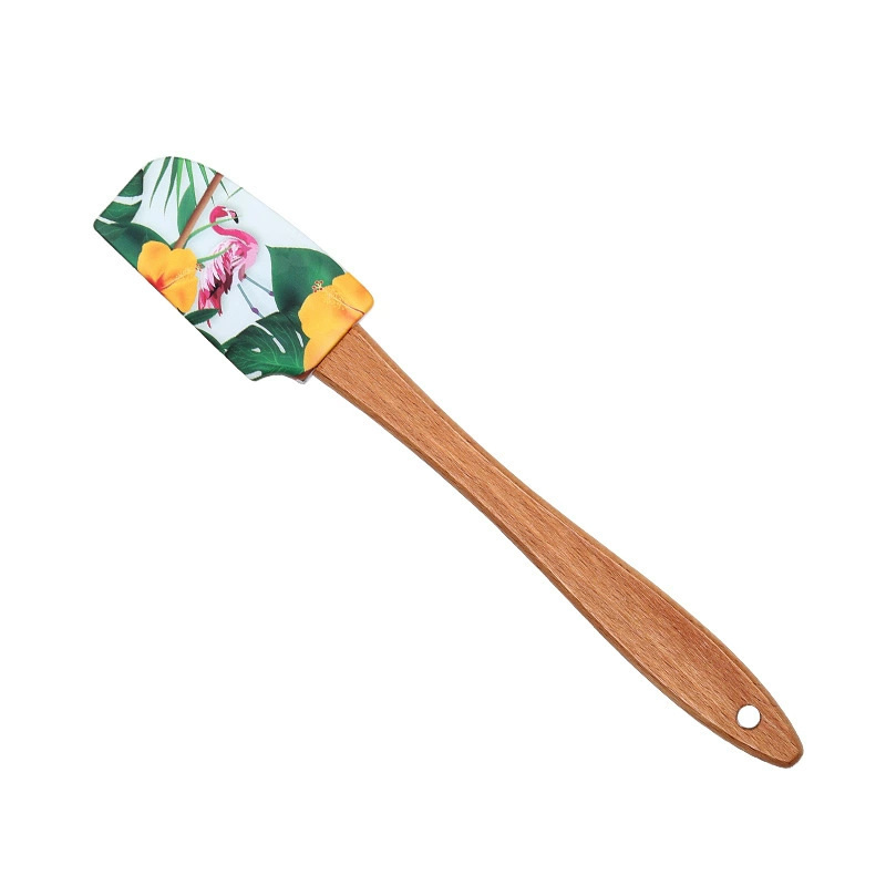 Valentine Silicone Spatula Set – Love Themed Baking Utensils with Wooden Handles