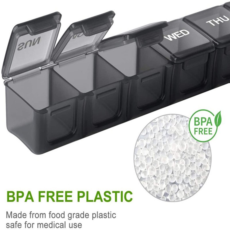 7-Day Weekly Pill Organizer Box – BPA-Free Portable Pill Case with Daily Compartments – Travel Medicine Holder